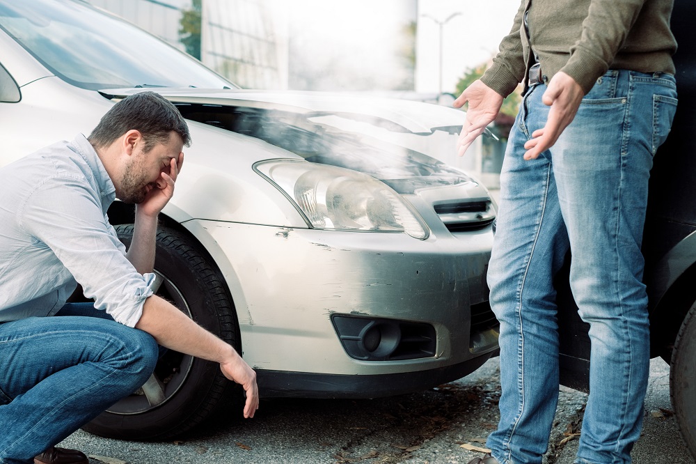 Uninsured driver is at fault on car accident.