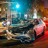 Car on the side of the road after a serious car accident