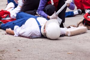 Construction worker falling from the site.