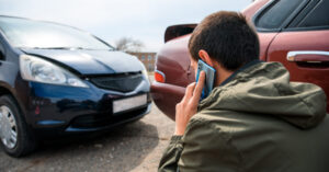 man calling to report auto accident