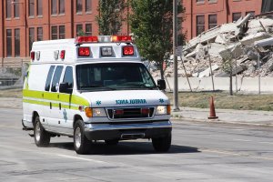 ambulance driving on the road