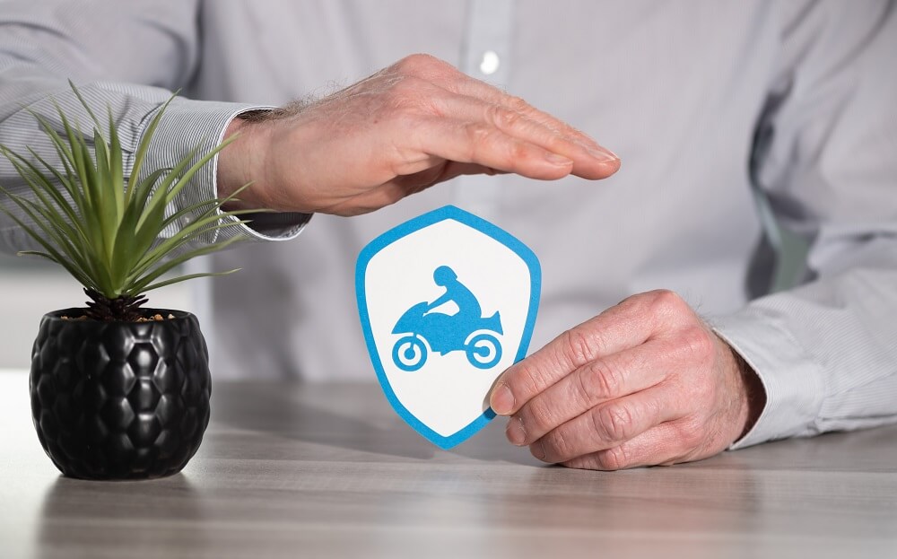 Concept for motorcycle insurance for protection in case of damage.