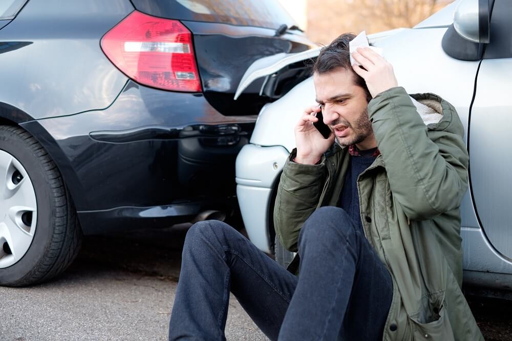 Stressed driver from car accident.